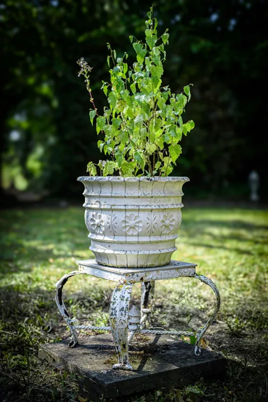 Historisches Pflanzgefäß im Garten